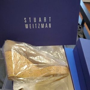 Stuart Weitzman  beige  peep toe wedge heel